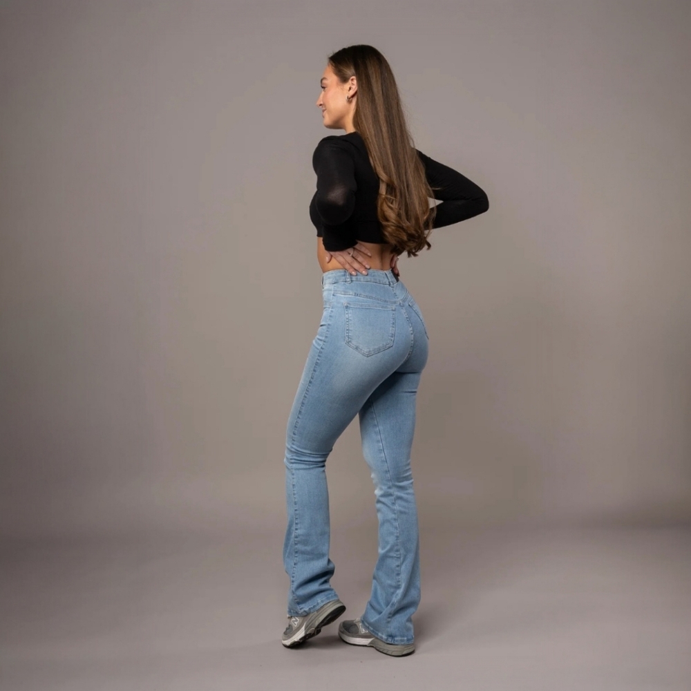 FitJeans Flared - Arctic Light Blue Stretch High Rise Jean 25-27